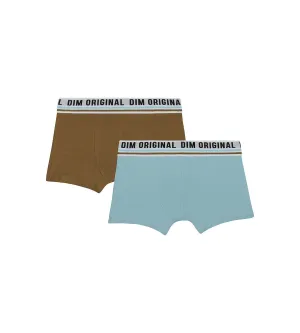 Dim Originals Pack of 2 Blue Brown stretch cotton boxers with a retro waistband