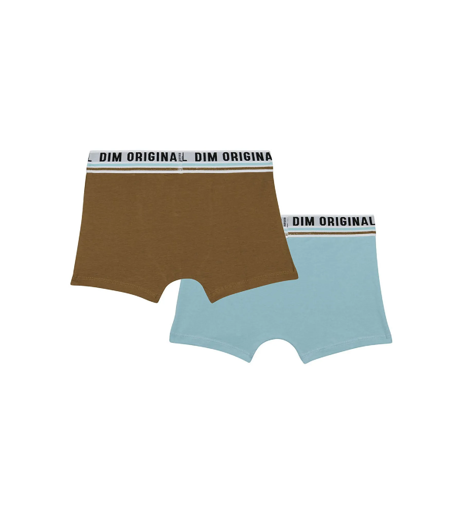 Dim Originals Pack of 2 Blue Brown stretch cotton boxers with a retro waistband