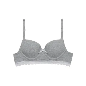 Dim Trendy girls' grey stretch cotton moulded cup bra
