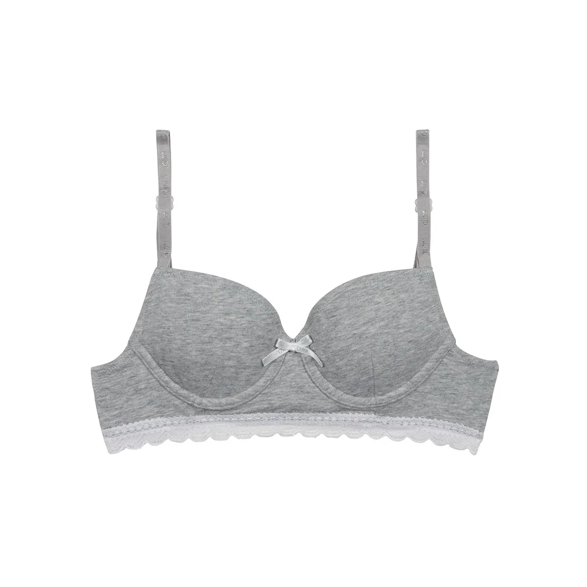 Dim Trendy girls' grey stretch cotton moulded cup bra
