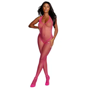 Dreamgirl Lingerie Diamond Net Bodystocking Neon Pink 0079N