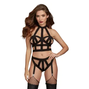 Dreamgirl Lingerie Elastic Bra and Panty Set Black 11833