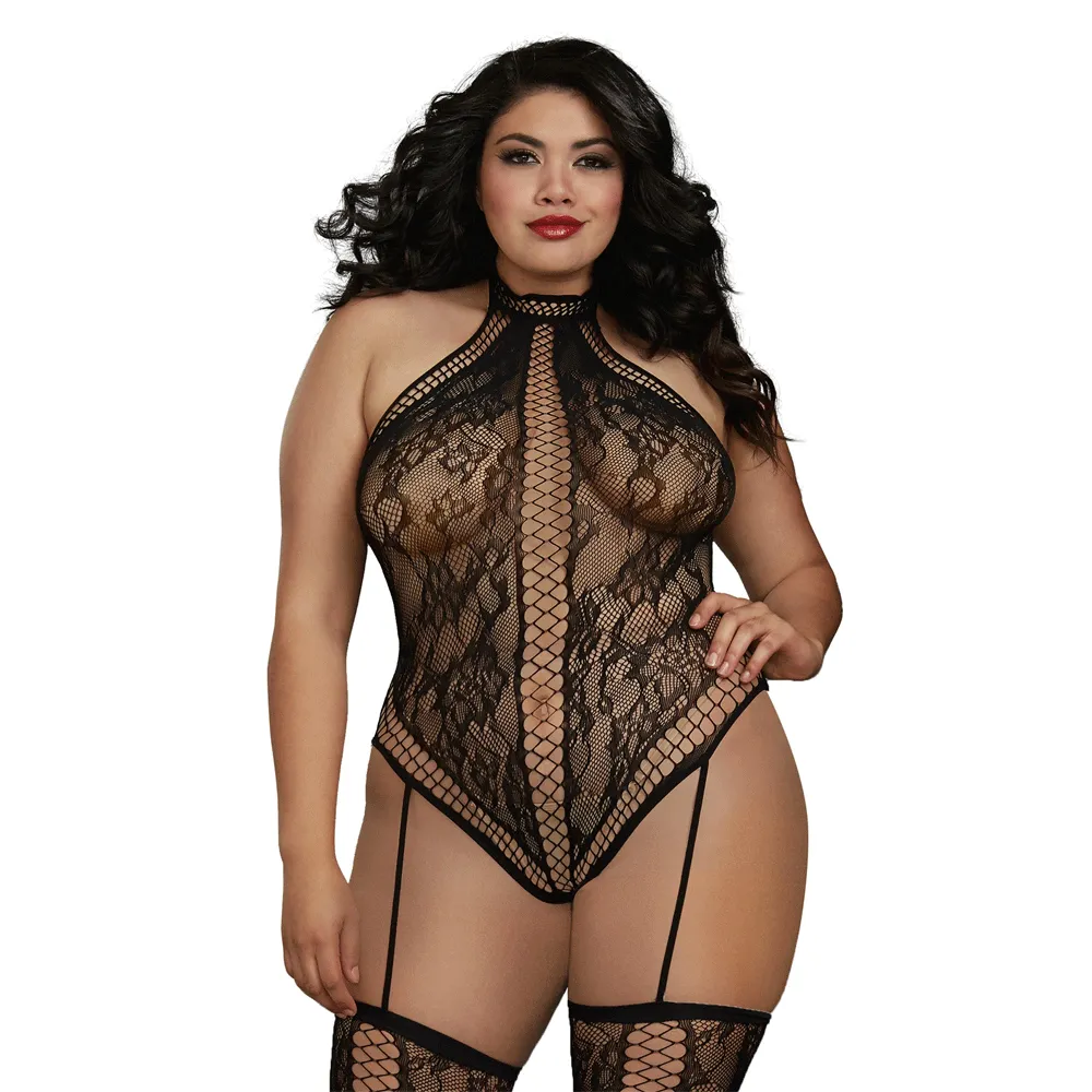 Dreamgirl Lingerie Lace Teddy Bodystocking 0329X