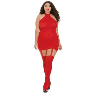 Dreamgirl Lingerie Sheer Garter Dress Red 0035X