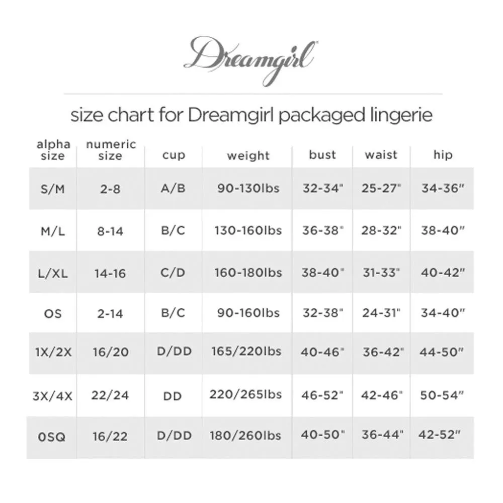 Dreamgirl Lingerie Stretch lace and diamond mesh babydoll and G-string set with ruffled elastic trims - 12834X