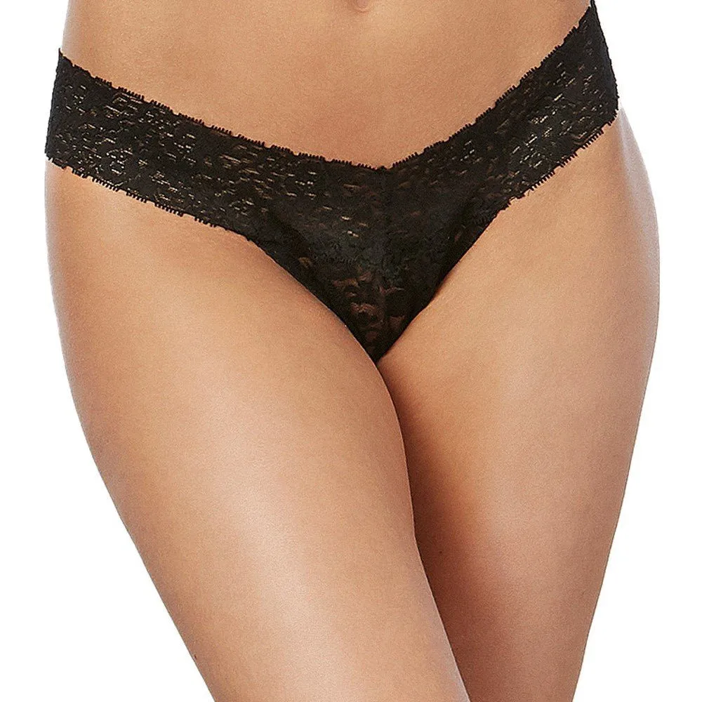 Dreamgirl Lingerie Stretch Lace Thong Black O/S 1376