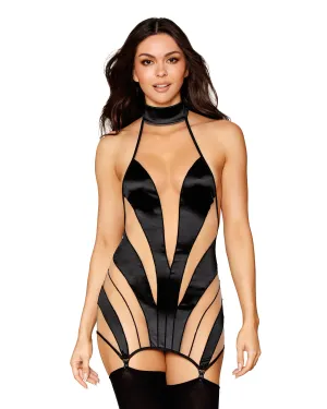 Dreamgirl Sheer Panel Garter Slip