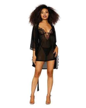Dreamgirl Stretch Mesh Chemise & Robe Set
