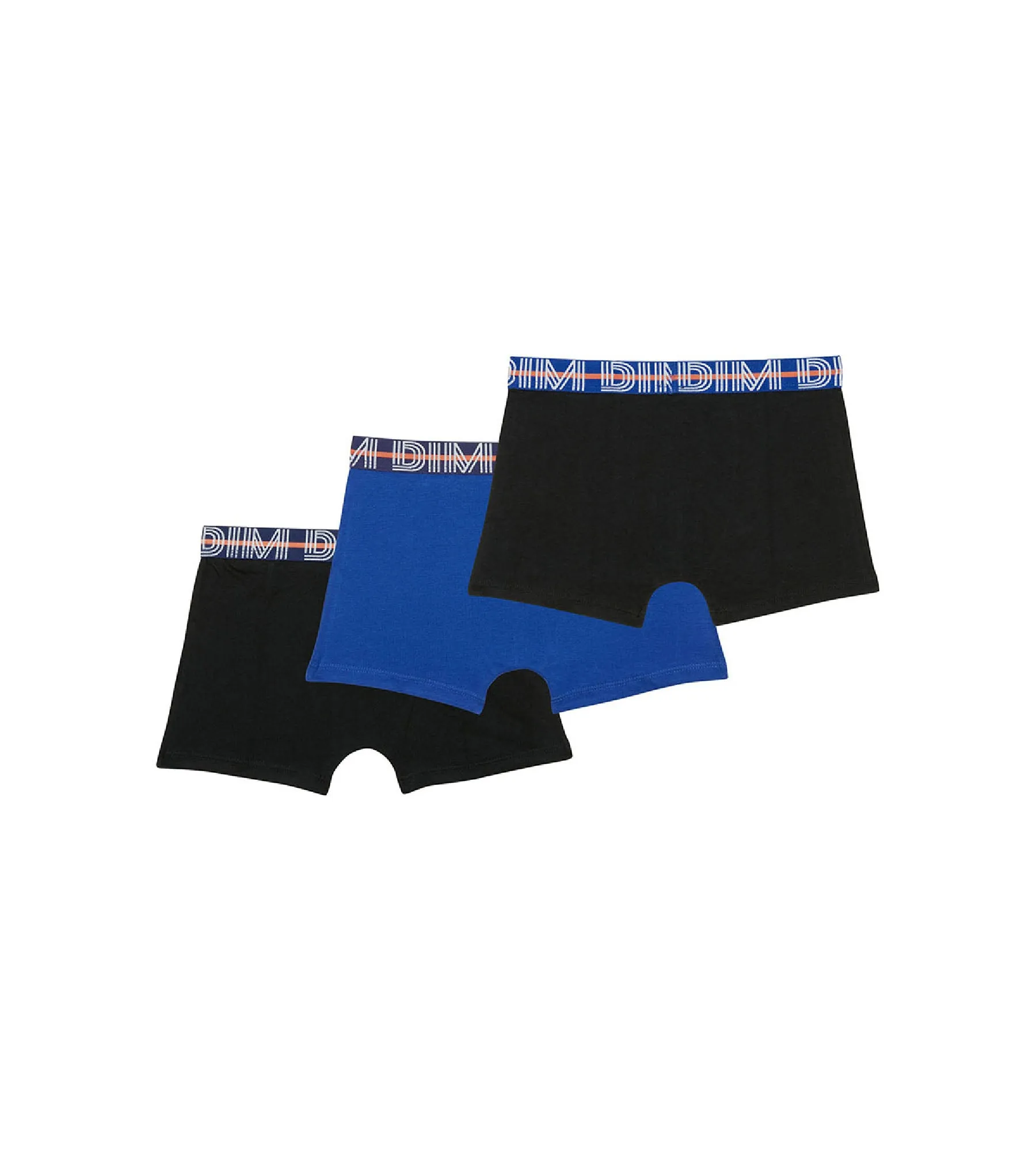 EcoDim Pack of 3 blue boy's stretch cotton boxers with contrasting waistband