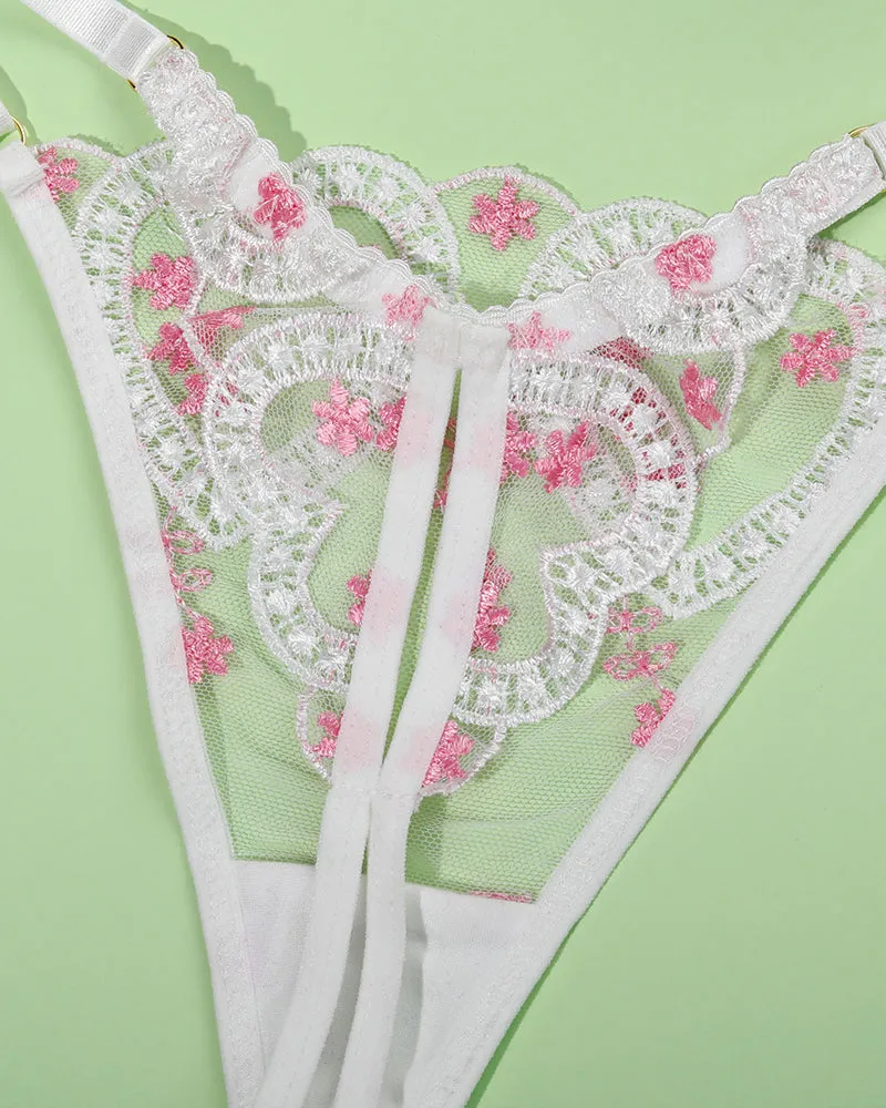 Embroidered Lace Heart Shape Lingerie Set
