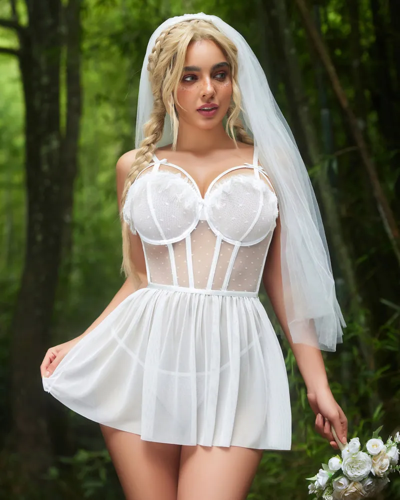 Fairy Lingerie Mesh Lace Push Up Nightgown