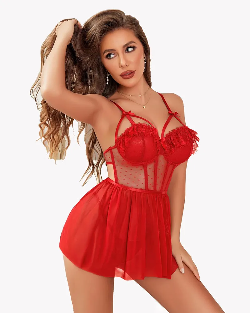 Fairy Lingerie Mesh Lace Push Up Nightgown