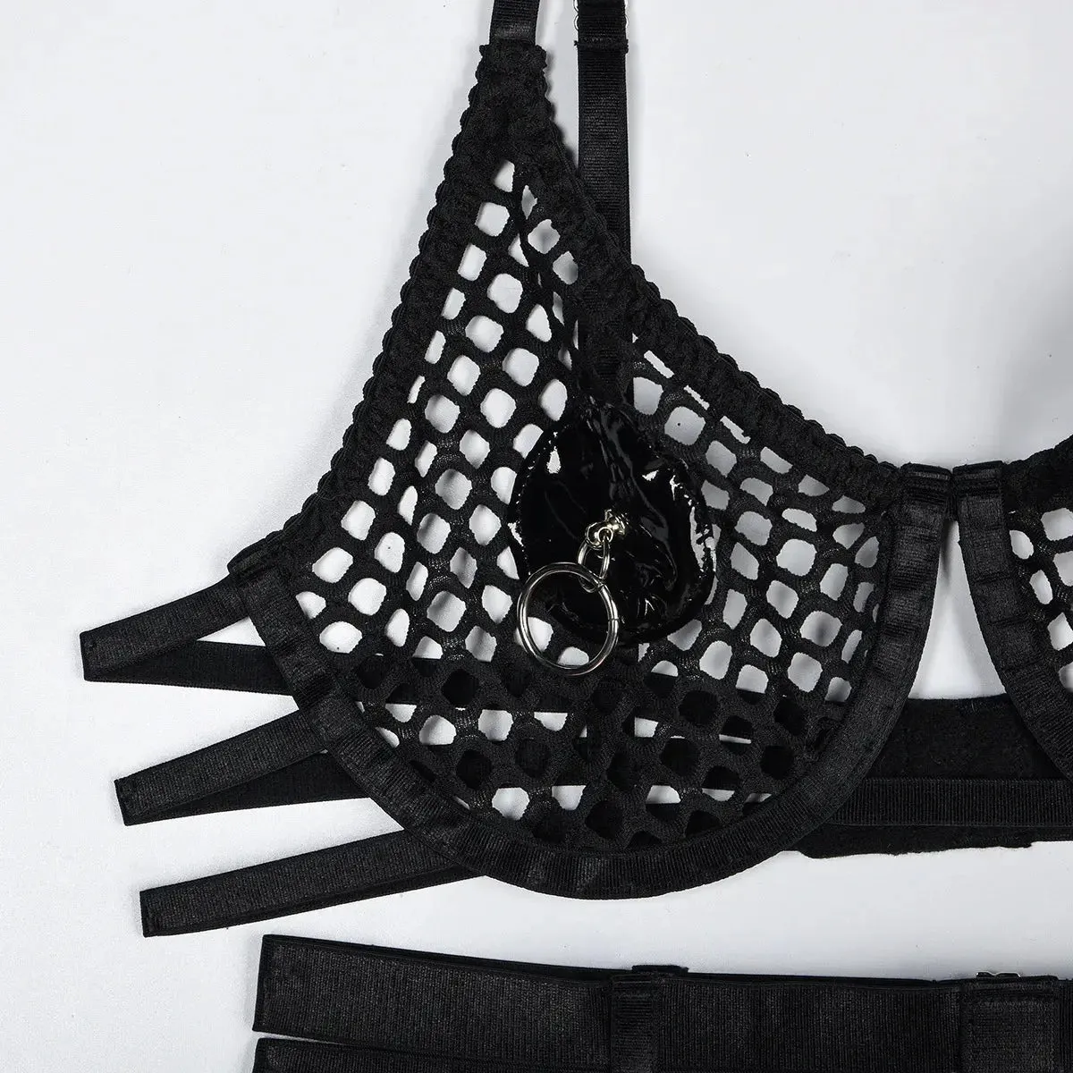 Fish Net Lingerie Garter Set