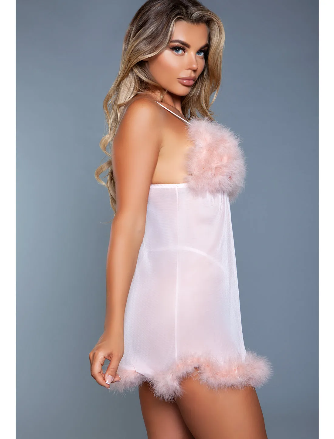 Furry Fluffy Candy Pink Babydoll