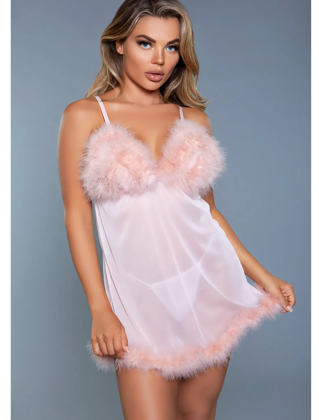 Furry Fluffy Candy Pink Babydoll