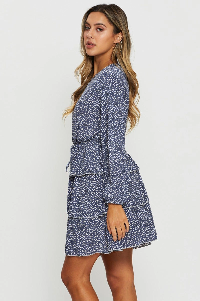 Geo Print Mini Dress Low Rise
