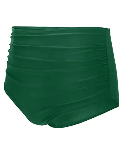 Girly High Waisted Bikini Bottom For Women-Emerald Green
