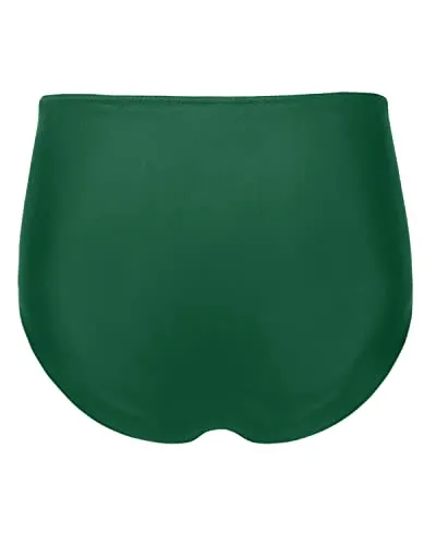 Girly High Waisted Bikini Bottom For Women-Emerald Green