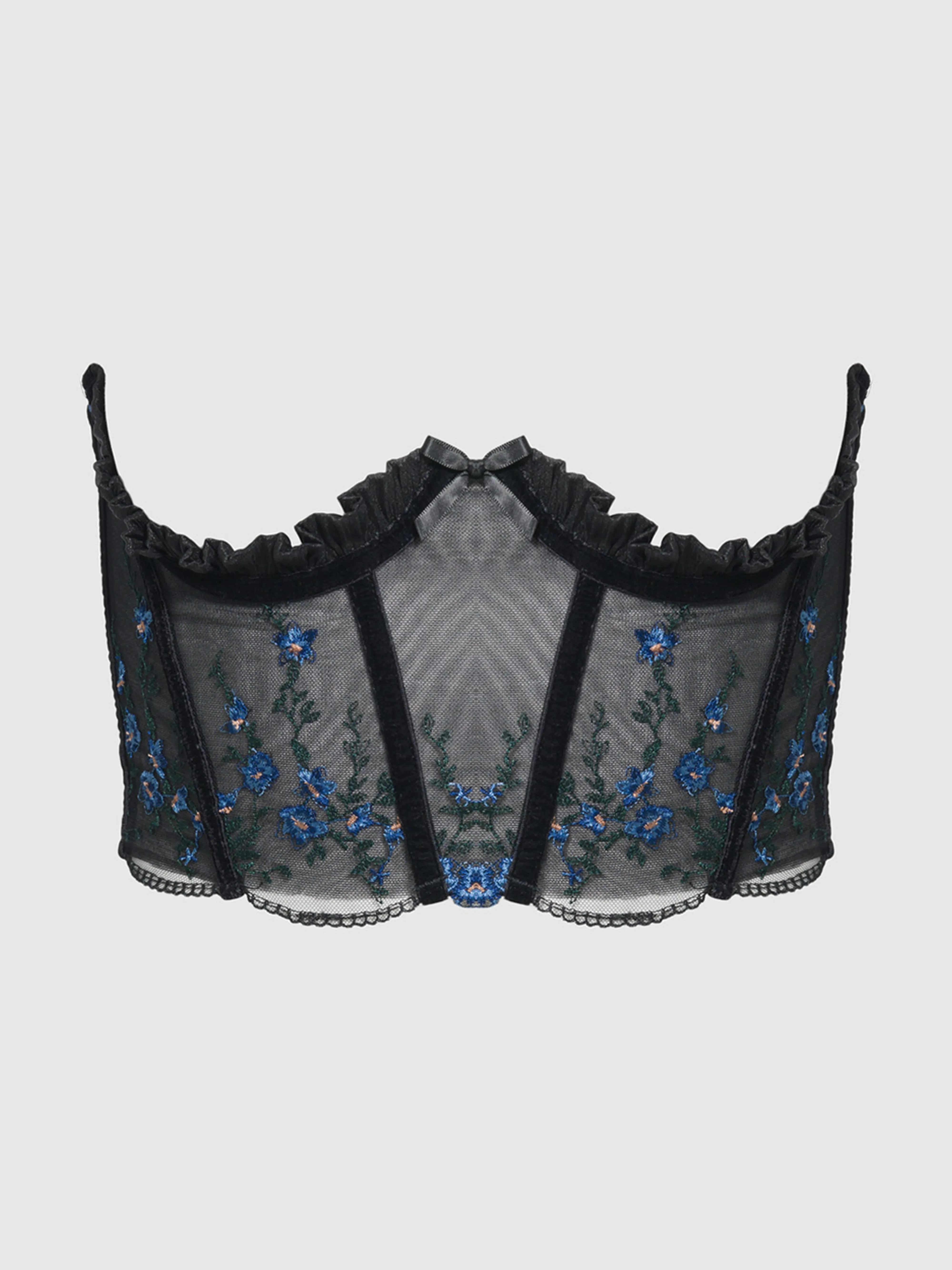 Harlow Embroidered Mesh Open Cup Corset
