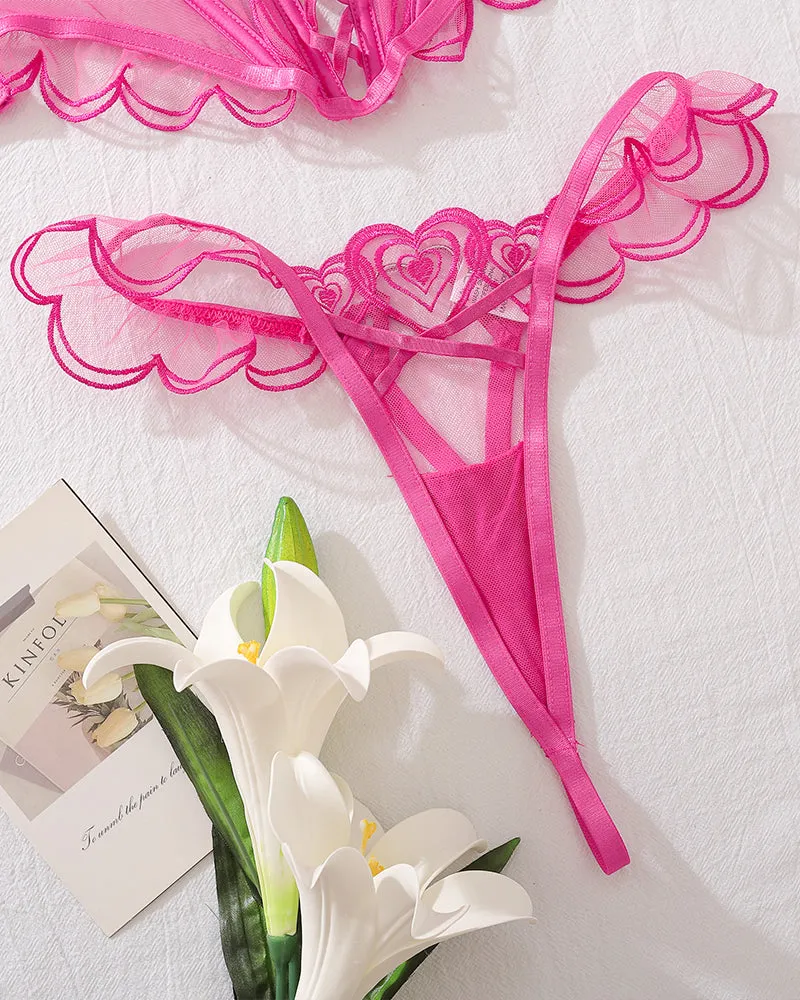 Heart Design Two Piece Lingerie Corset Set