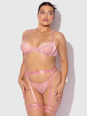 Helena Lace Bra, Garter, & Thong Set