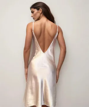 Ice Silk Satin Night Dress Women Backless Sling Lingerie