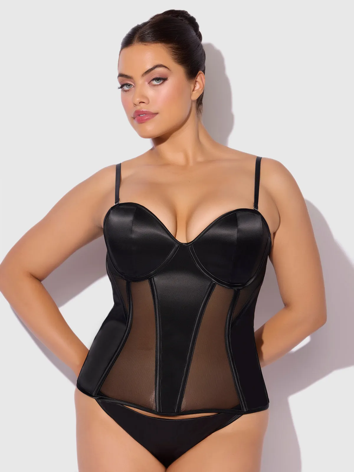 Iconic Plunge Satin & Mesh Corset