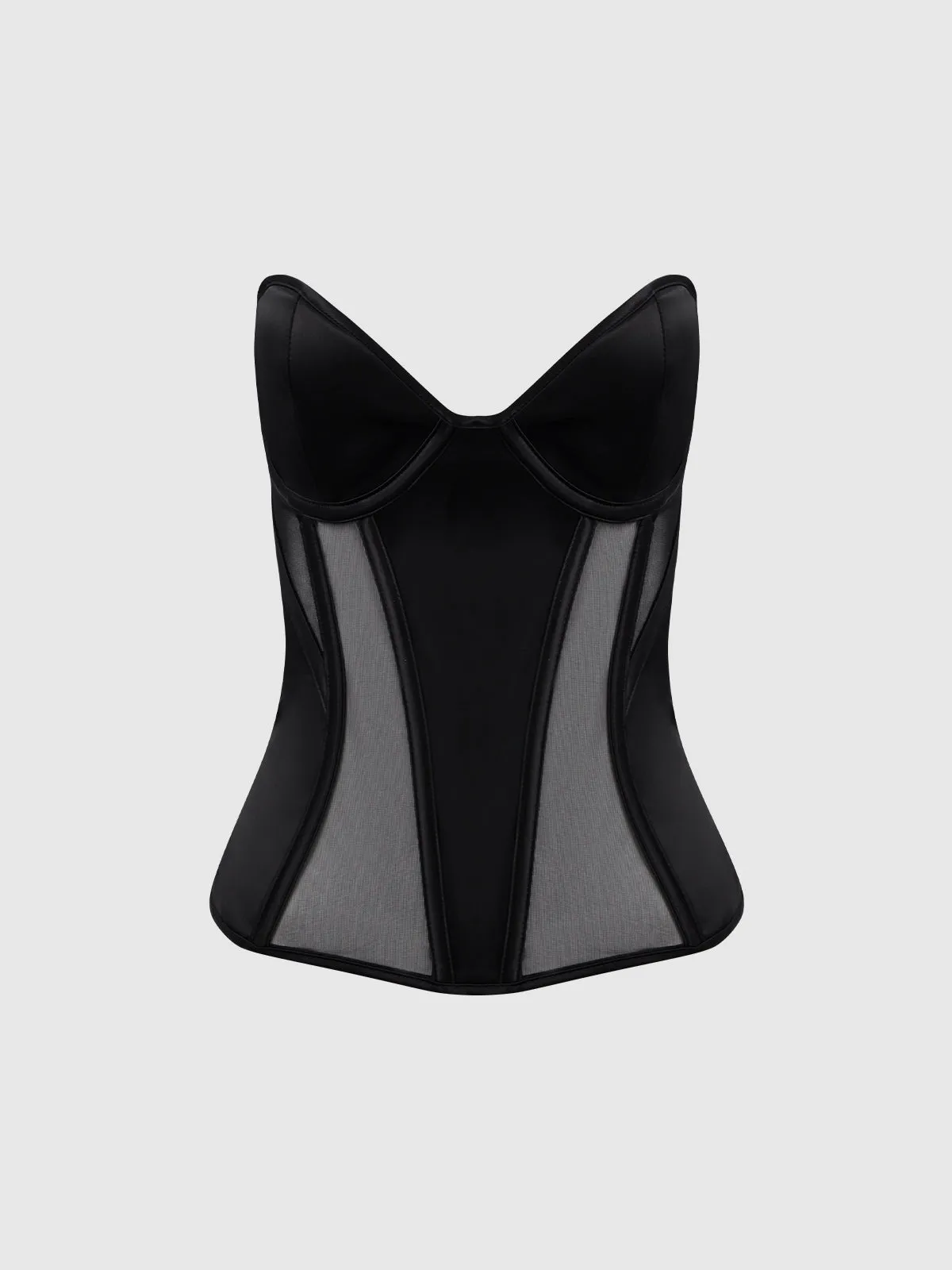 Iconic Plunge Satin & Mesh Corset