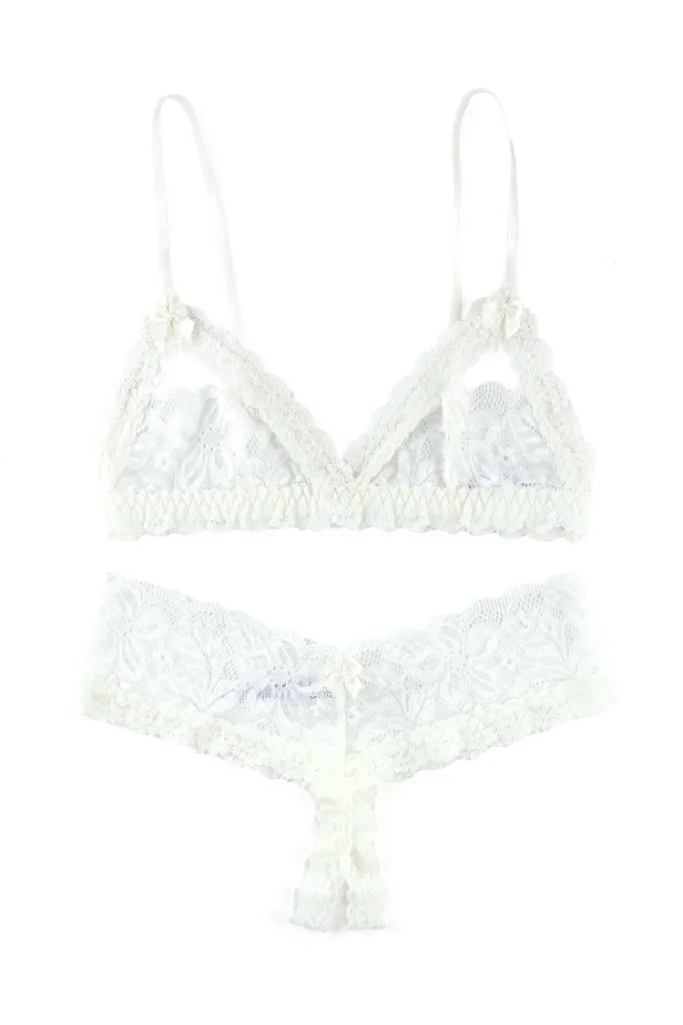 Iris Crotchless Thong & Bralette Set
