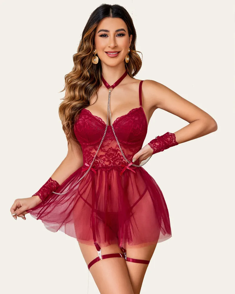 Lace Chain Underwire Lingerie
