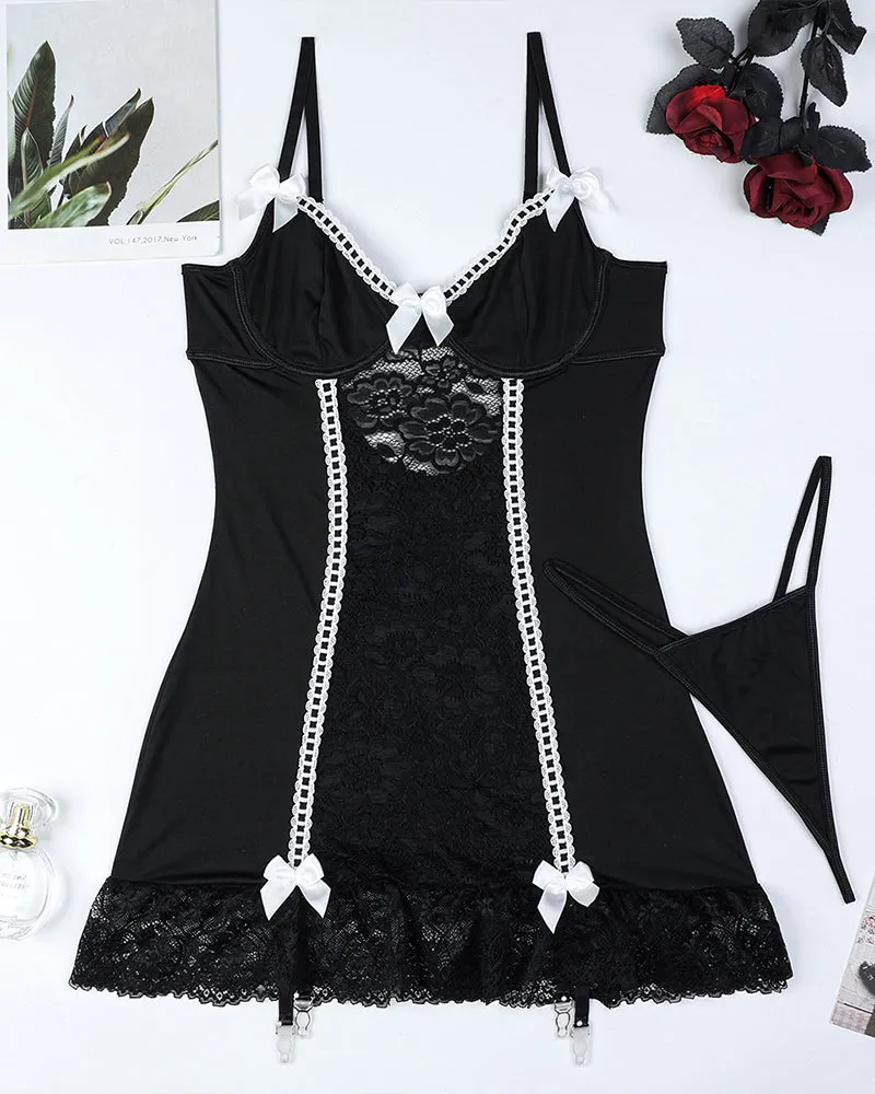 Lace Corset Lingerie Dress Set