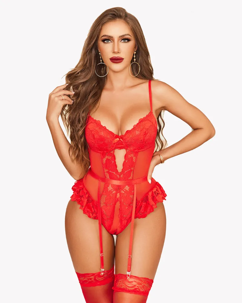 Lace Garter Lingerie Set Teddy