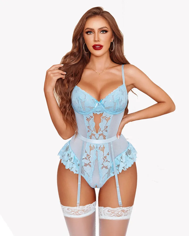 Lace Garter Lingerie Set Teddy