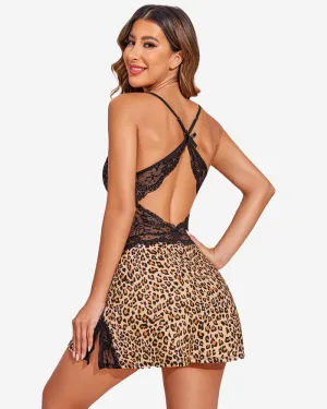 Lace Leopard Chemise Lingerie