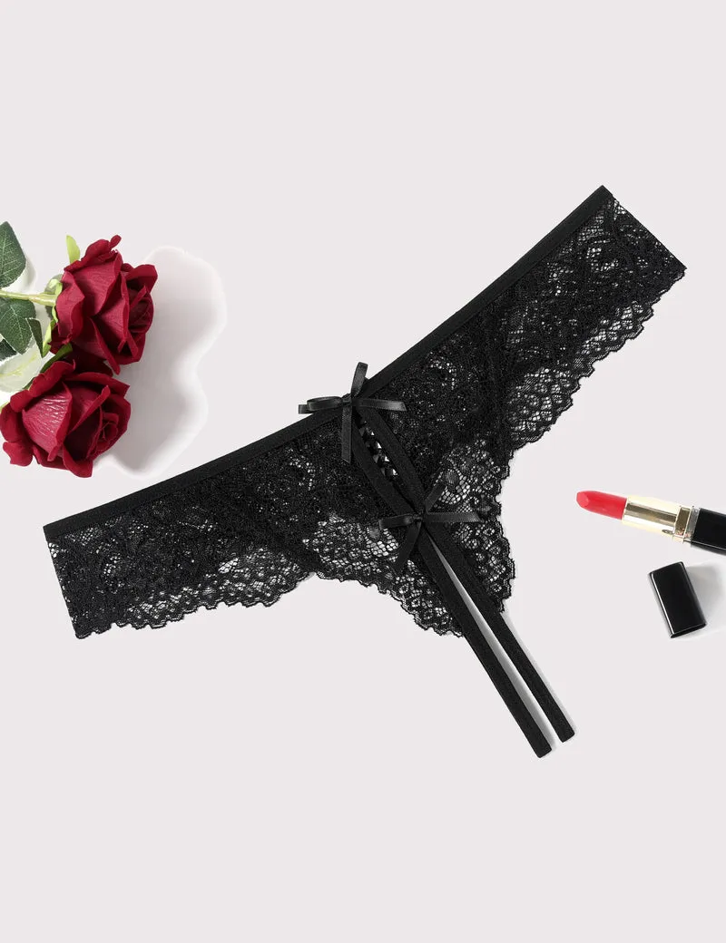 Lace Thongs Panties with Cute Bow