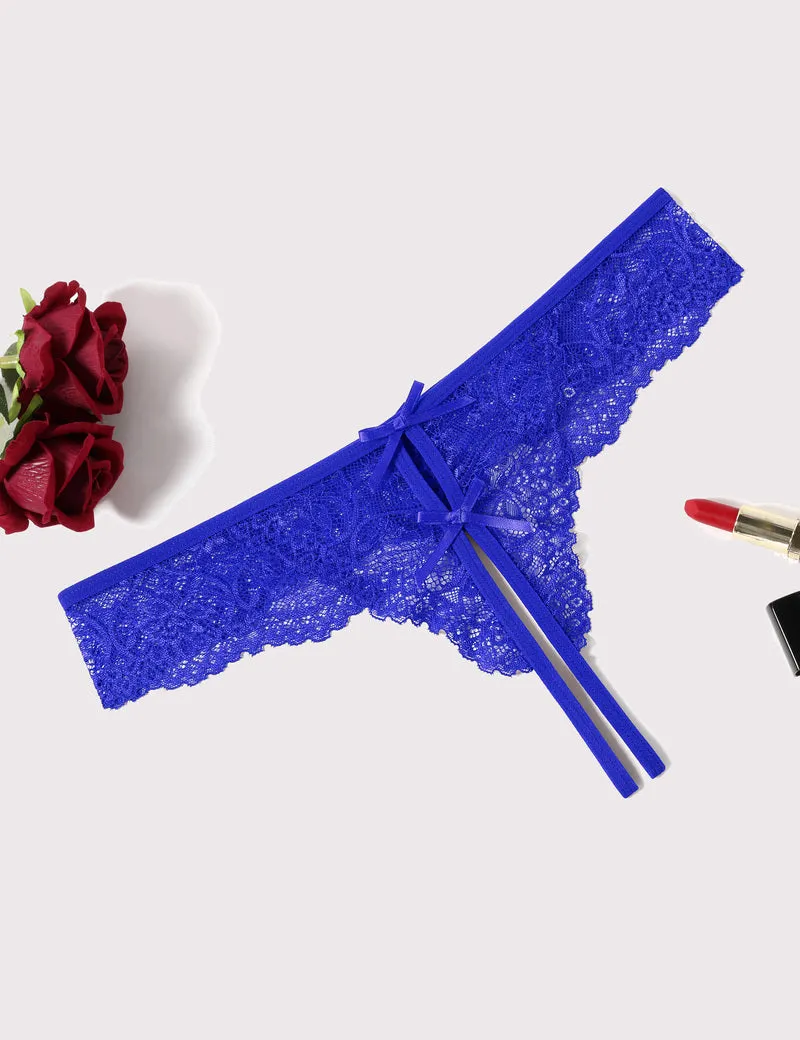 Lace Thongs Panties with Cute Bow