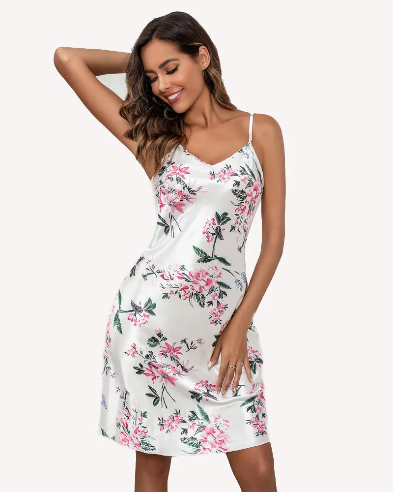 Leopard Print Sleepwear Satin Slip Dress