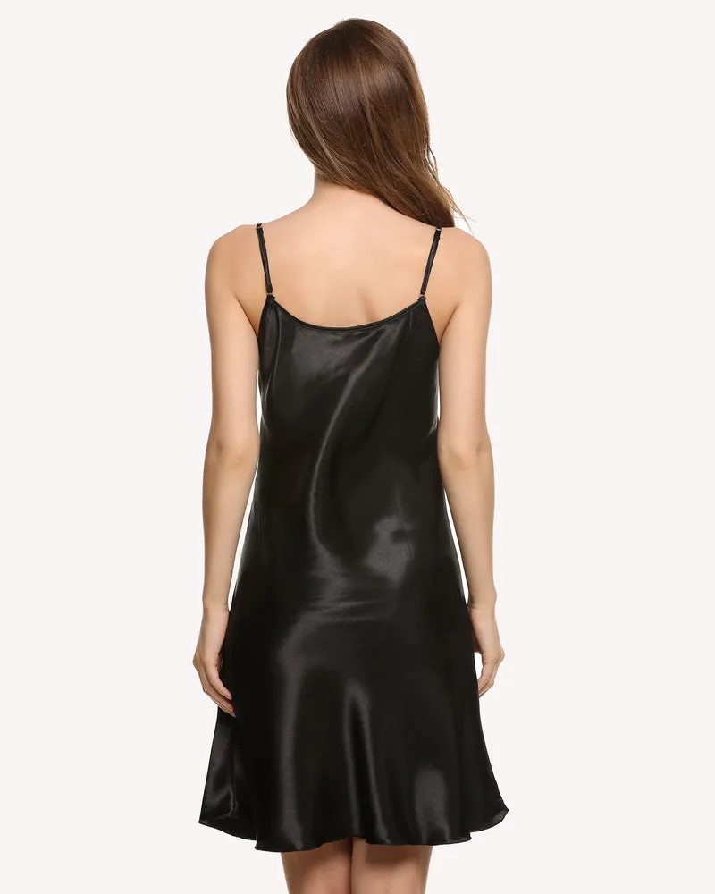 Leopard Print Sleepwear Satin Slip Dress