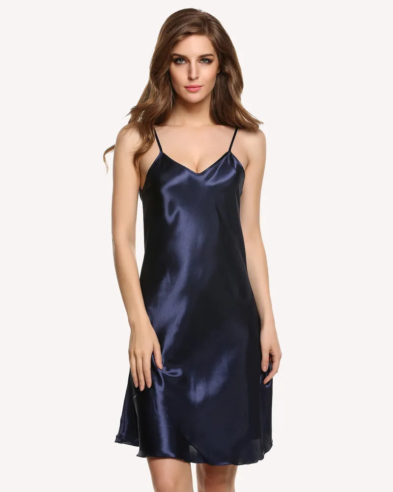Leopard Print Sleepwear Satin Slip Dress
