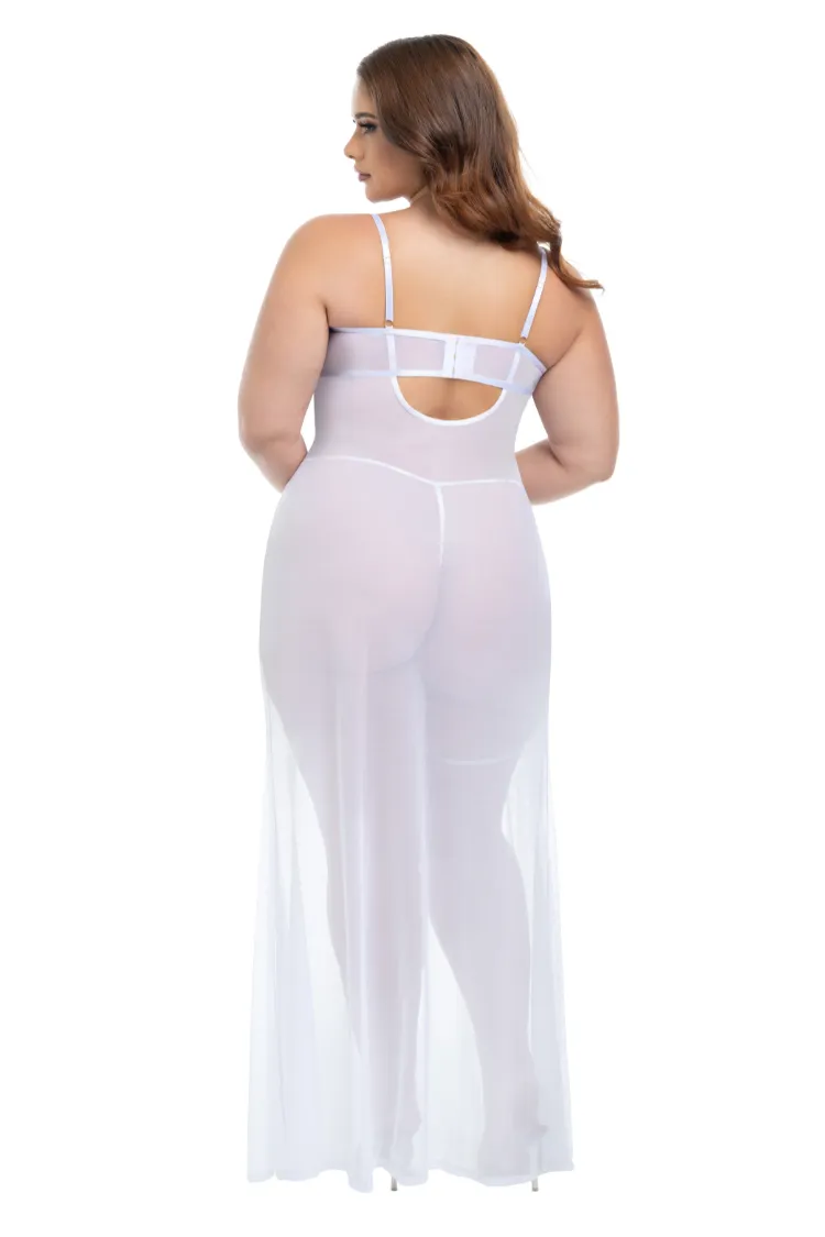 Livia Plus Size Dotted Mesh Dress