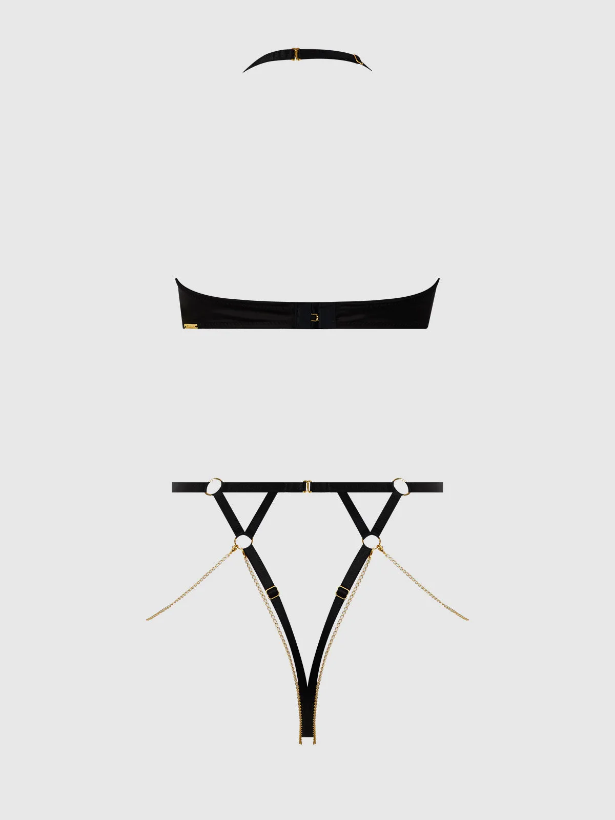 Maeve Chain & Lace Open Cup & Crotchless Harness Teddy