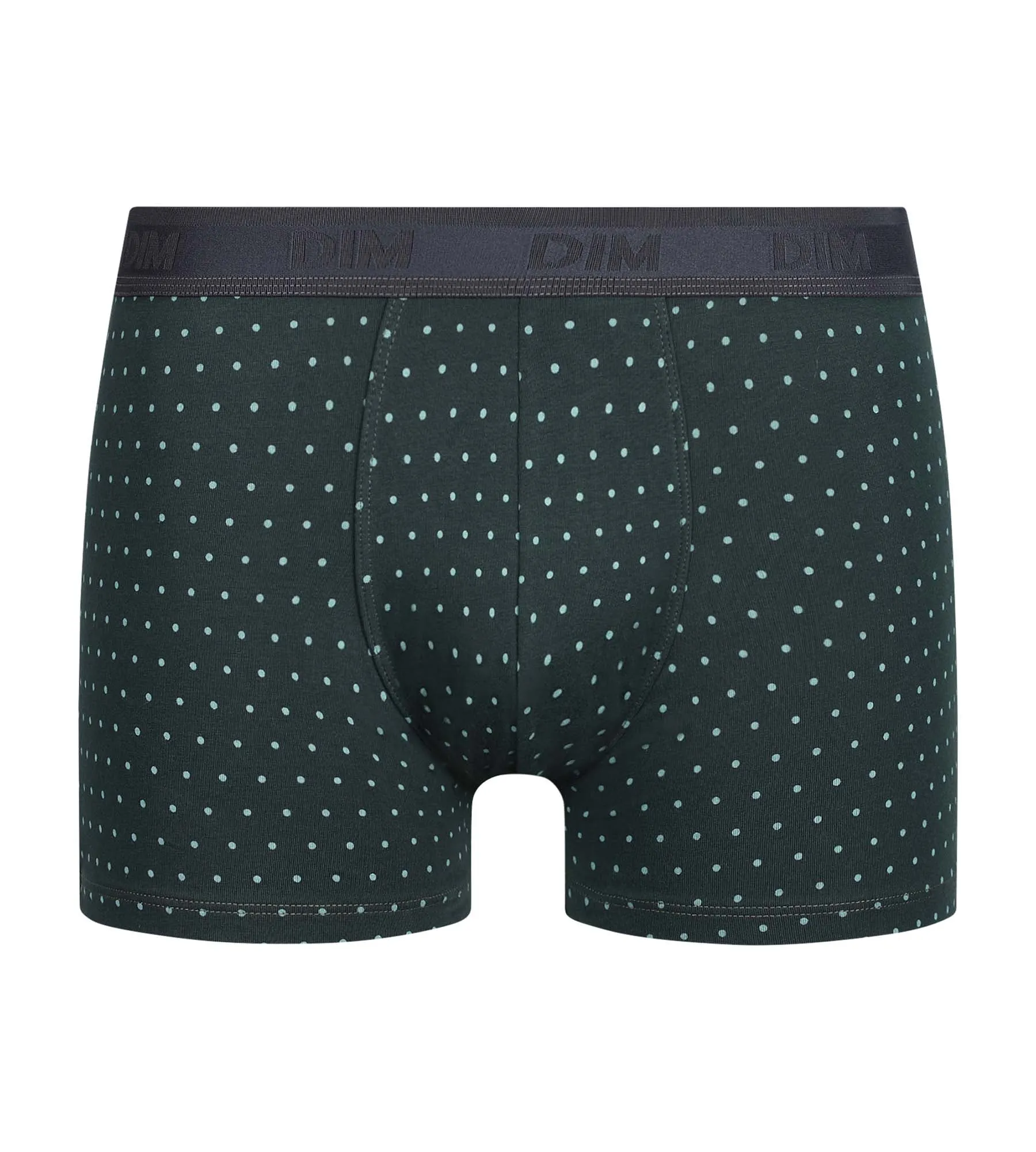 Men's stretch cotton boxer shorts Green with polka dots Dim Fancy