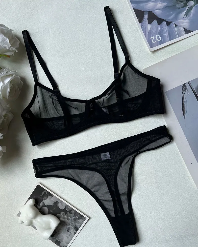 Mesh Sheer Push Up Lingerie Set