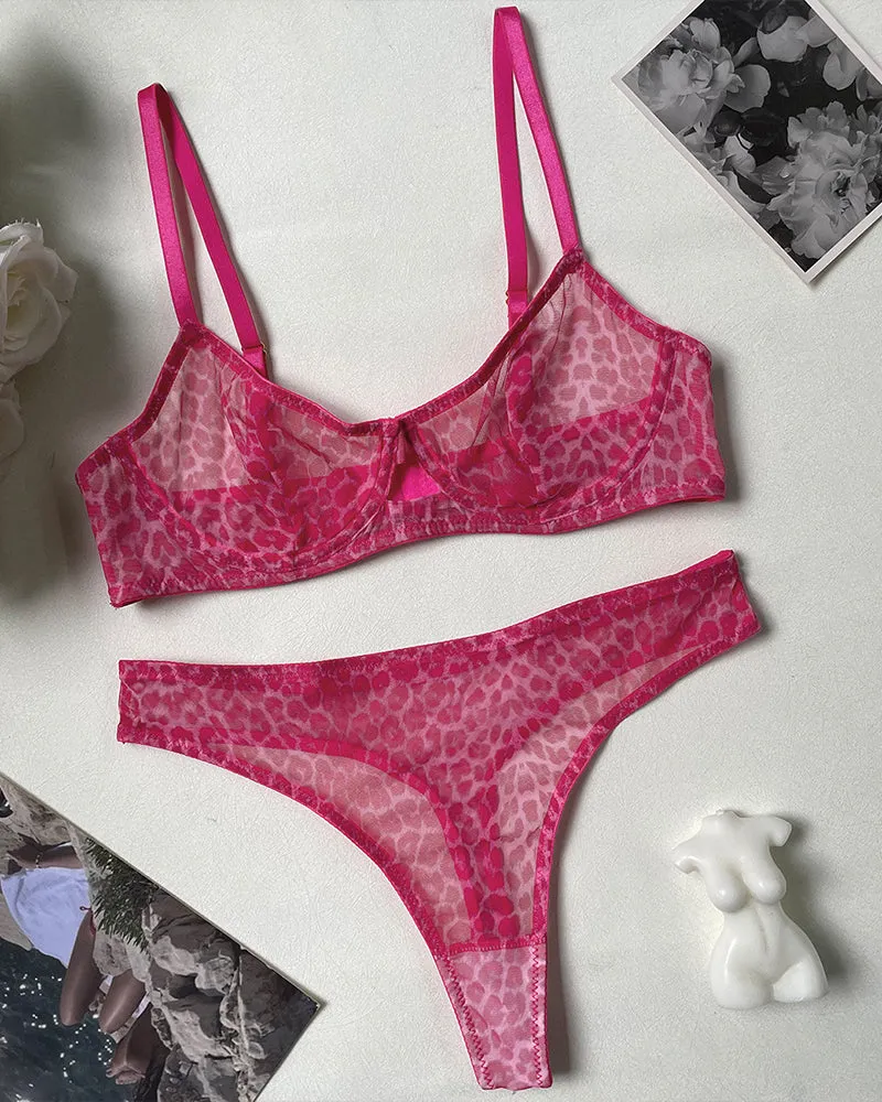 Mesh Sheer Push Up Lingerie Set