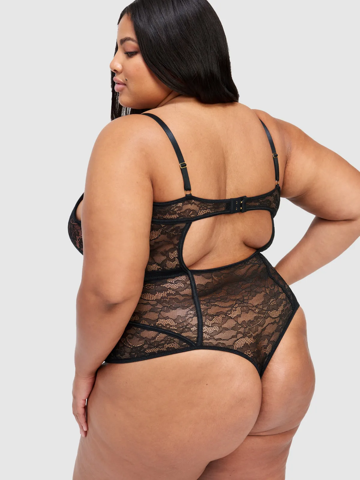 Natasha Lace & Mesh Thong Teddy