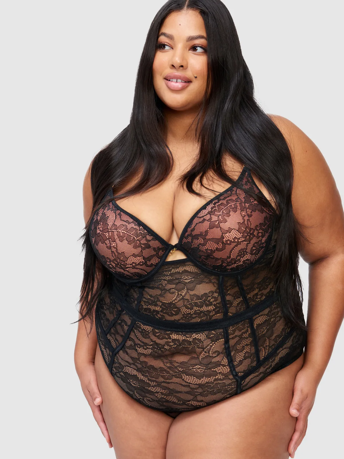 Natasha Lace & Mesh Thong Teddy