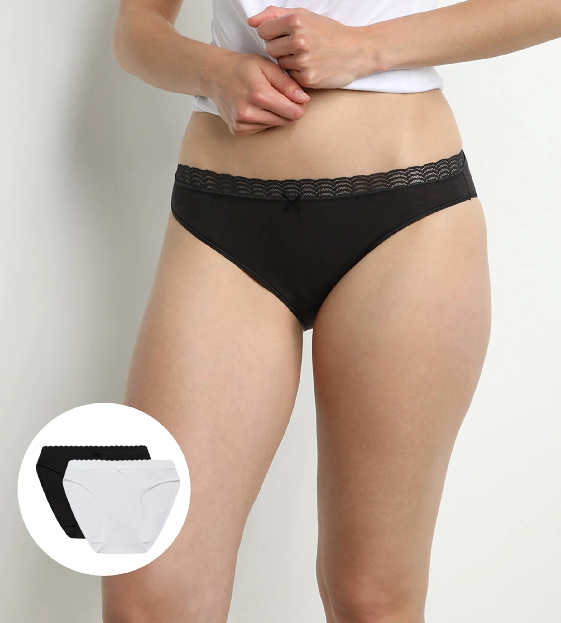 Pack of 2 black and white women's panties DIM Fashion