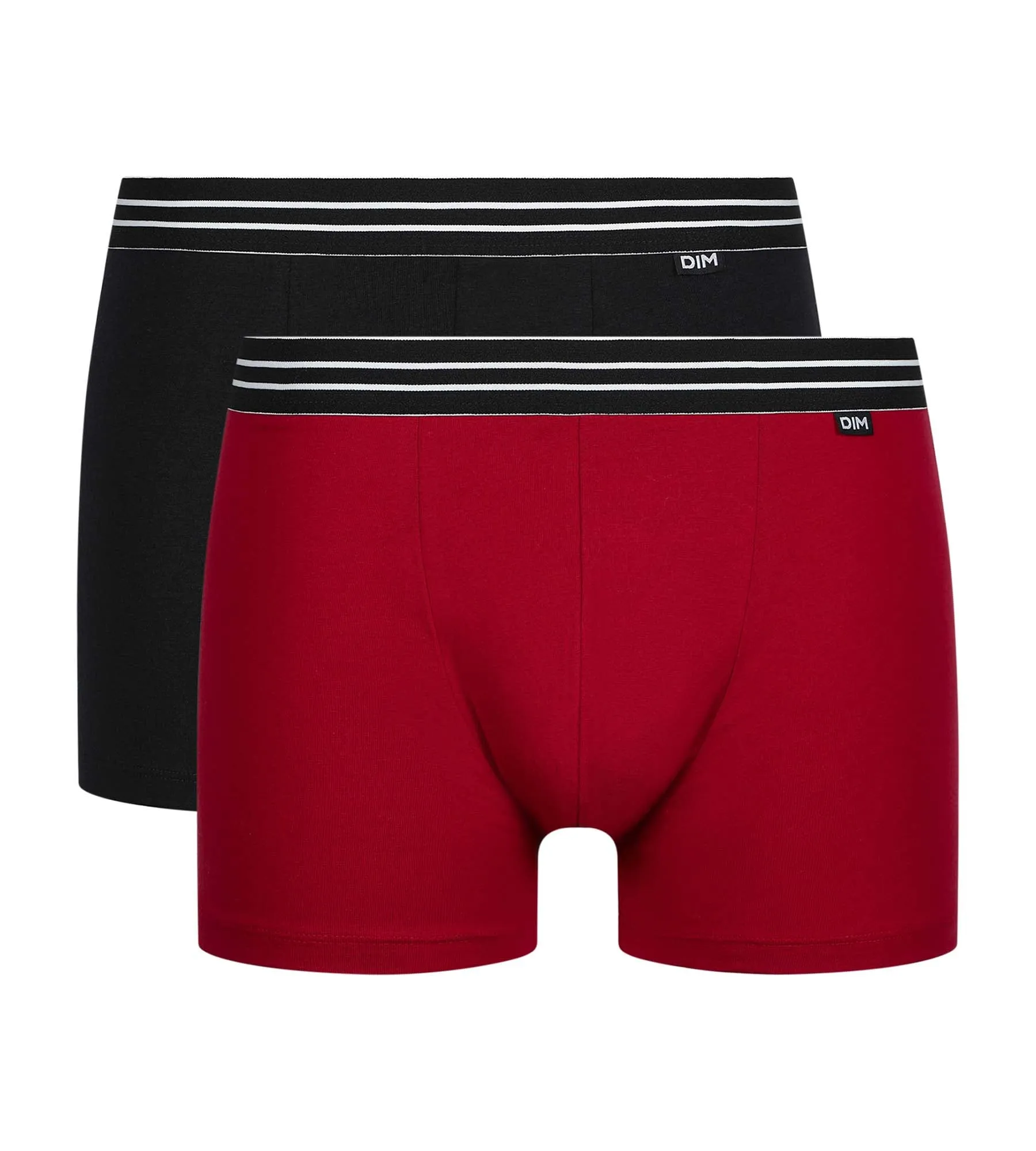 Pack of 2 boxers cotton stretch men's Carmine Red Black EcoDim