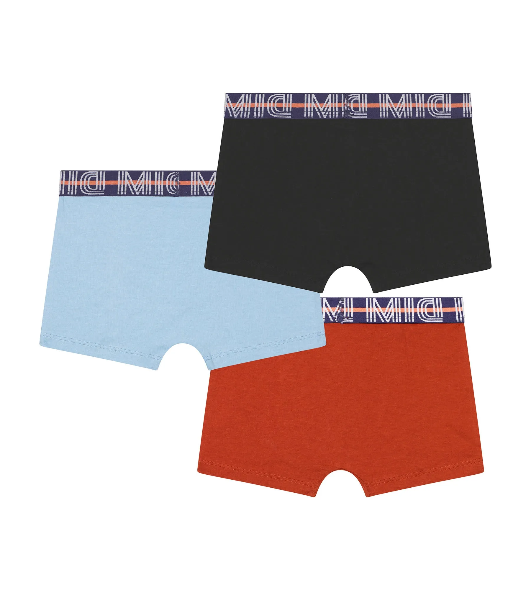 Pack of 3 Blue Red boys' boxer shorts with Dim cotton Stretch graphic waistband
