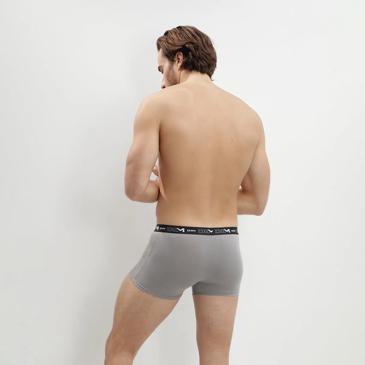 Pack of 3 pairs of black, grey and white stretch cotton trunks for men